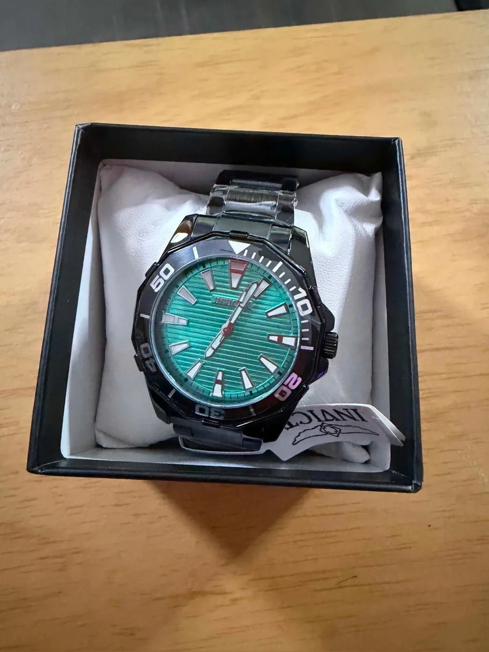 Invicta Men's Black Bracelet Watch with Green Textured Dial